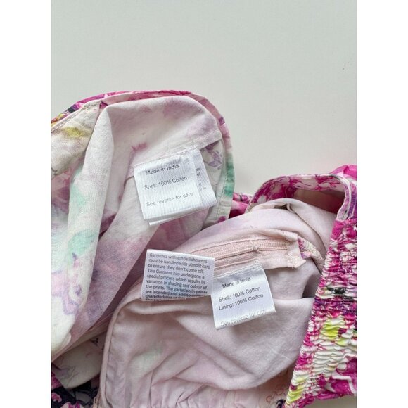 ROCOCO SAND Tessa Pink Floral Cotton Puff Sleeve Wrap Top Shorts Set, Size S - Picture 15 of 16